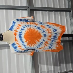 Port and Company Blue Orange‎ and White Tiedye T-shirt  Ladies XL